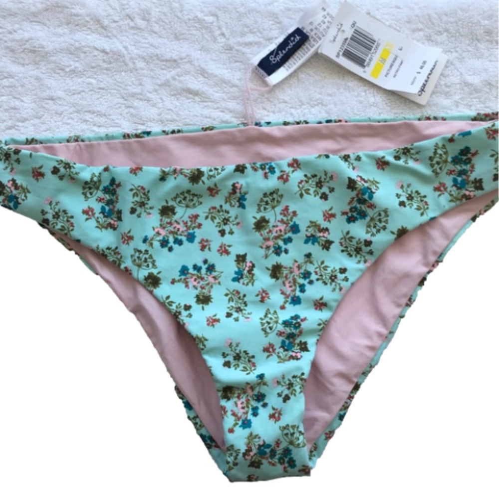 Splendid floral two piece bikini bathing suit reversible bottom. New with tags.